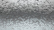 © RocknRoller Studios - Polished, Silver Wall background with tiles. Luxurious, tile Wallpaper with Arabesque, 3D blocks. 3D Render