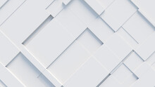 White, Tech Background With A Geometric 3D Structure. Clean, Minimal Design With Simple Futuristic Forms. 3D Render.