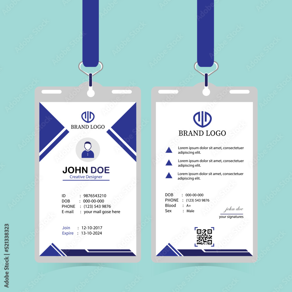 Minimal id card design template. Stock Vector | Adobe Stock