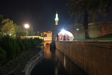 Wall Mural - 07.11.2022. şanlurfa. Turkey. Balklgl river at night. Long exposure photo of balikligol area.