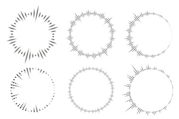 Poster - Circle audio waves. Circular music sound equalizer. Abstract radial radio and voice volume symbol. Vector illustration.