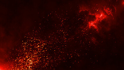 Wall Mural - Particle fire background animation, Futuristic mysterious flowing digital particles wave de-focus virtual reality abstract cyber space environment background. 