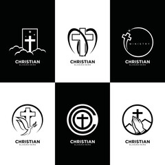 Christian community creative logo set in black and white color design