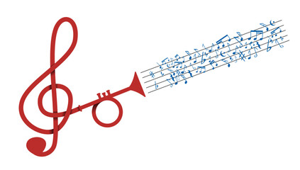 abstract trumpet and musical notes. jazz and blues concert, music festival. pattern for poster, cove