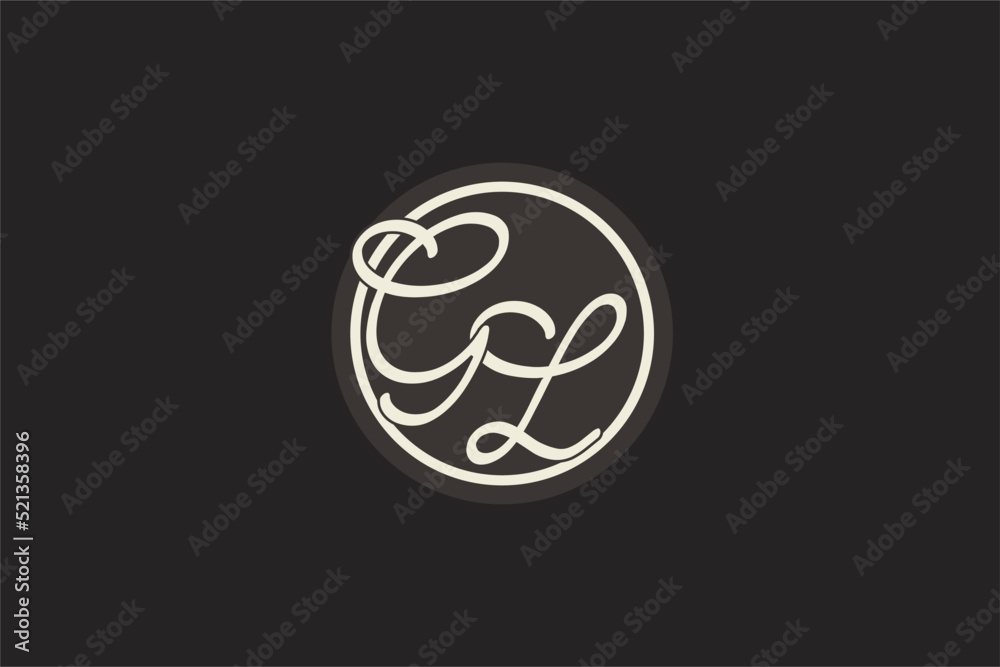 Initial letter GL monogram logo with simple and creative cirle line ...