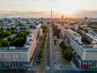 Scenic aerial shot of Berlin with TV Tower in golden light