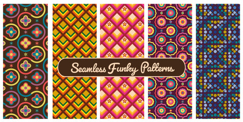 funky pattern, set of seamless 60's vector patterns