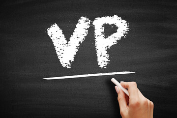 Aufkleber - vp - value proposition is a promise of value to be delivered, communicated, and acknowledged, acrony