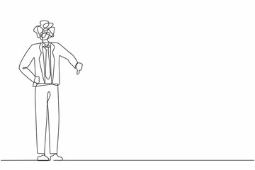 Poster - single continuous line drawing businessman with round scribbles instead of a head. confused male sho