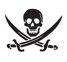 Black Jolly Roger Pirate Skull And Crossed Swords