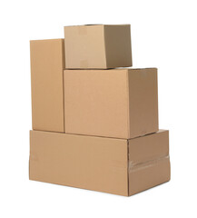 Sticker - Many closed cardboard boxes on white background. Delivery service