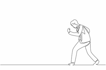 Poster - continuous one line drawing happy businessman bow and do the gesture yes. office worker celebrate su
