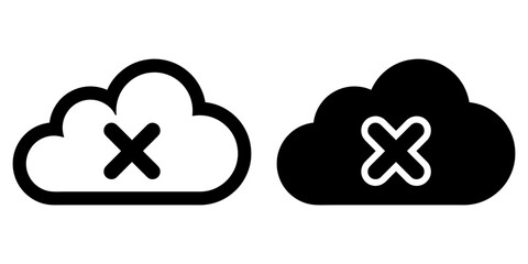 Aufkleber - ofvs55 OutlineFilledVectorSign ofvs - cross cloud vector icon . isolated transparent . x . cloud drive storage sign . wrong . black outline and filled version . AI 10 / EPS 10 . g11364