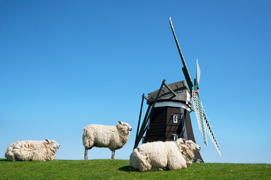 windmill, pellworm, germany