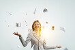 © Sergey Nivens - Young pretty businesswoman juggling with business items