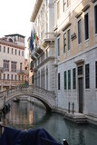 Fototapeta Przestrzenne - Gondolers in Venice Canals Italy Beautiful old architecture reflections high resolution 