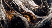 Luxury Golden Marble Texture. Marble Ink Abstract Art From Exquisite Original Painting For Abstract Background In Gold Black Color.Detailed Marble Slab.