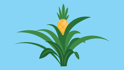 Sticker - pineapple bush on a blue background