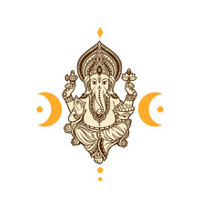 Lord Ganesh Image. God With Elephant Head. Vector Illustration