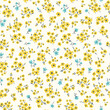 Hand drawn yellow flowers. Vector seamless background
