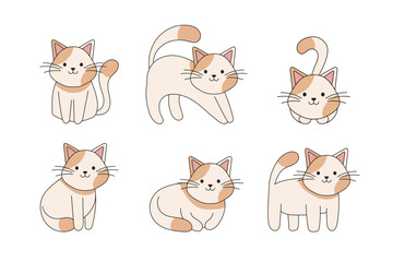  Collection hand drawn cute cats. Perfect for scrapbooking, greeting card, poster, sticker kit.