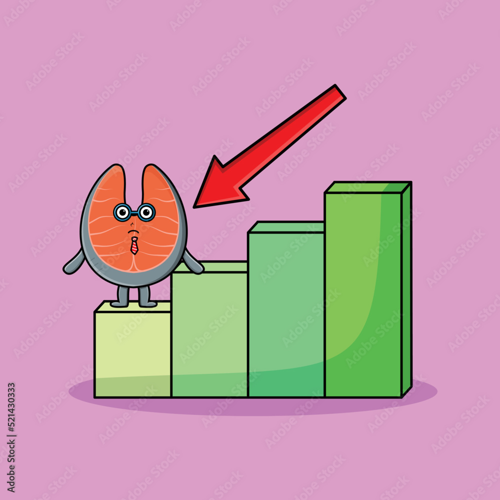 Fresh Fish Inflation Fresh salmon cute businessman mascot character with a inflation chart ...