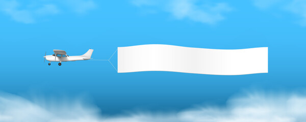 3d airplane show advertising banner in the sky