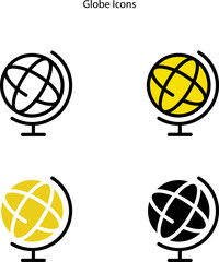 Poster - World globe line icon. Vector Earth global country map planet icon isolated on white background with different style. 
