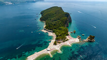 Sveti Nikola Saint Nicholas Island From Drone In Blue Adriatic Sea