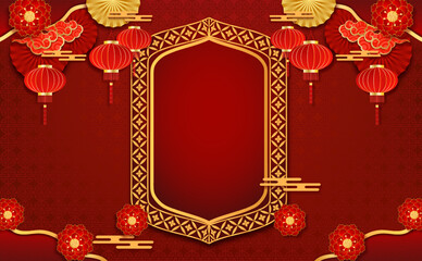 Wall Mural - Postcard for Happy Chinese new year. Chinese traditional. Chinese background of vector