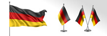 Set Of Germany Waving Flag On Isolated Background Vector Illustration