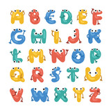 Fototapeta Dinusie - jelly english alphabet with cute hands and eyes