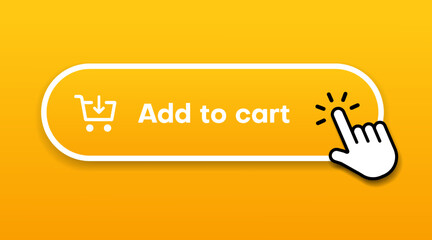 Poster - Add button add icon like add to cart, shopping cart, online shopping, click here, hand pointer, buy now for website, mobile app, UI, GUI, UX.