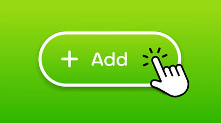 Poster - Add button add icon like add to cart, shopping cart, online shopping, click here, hand pointer, buy now for website, mobile app, UI, GUI, UX.