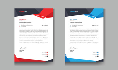 Wall Mural - Modern Business Letterhead design template, blue, black and red color combined letterhead for your business