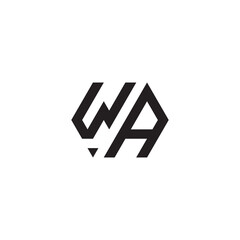 WA hexagonal abstract concept initial logo which is good for digital branding or print