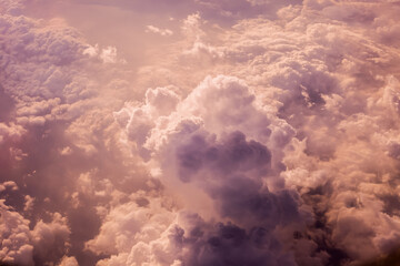 Wall Mural - sunset clouds background and texture, clouds from airplane window
