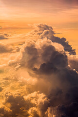 Wall Mural - sunset clouds background and texture, clouds from airplane window