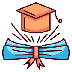 Wall Mural - mortarboard line icon