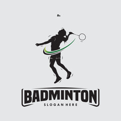 Sticker - jump smash badminton silhouette logo design