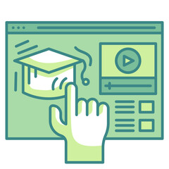 Wall Mural - elearning blue line icon