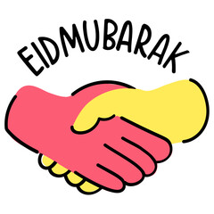 Poster - A hand drawn colored icon of eid mubarak