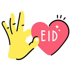 Poster - A hand drawn colored icon of eid mubarak