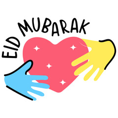 Poster - A hand drawn colored icon of eid mubarak