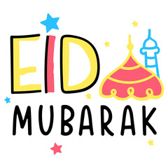 Poster - A hand drawn colored icon of eid mubarak