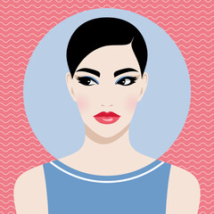 Wall Mural - Beautiful woman with fresh look and short black hair