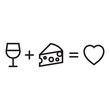 formula of good mood:: drink wine , eat cheese , love life: