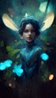 Portrait of a mysterious fairy, a forest magic girl. Painted image of a fairy. Concept of a beautiful fairy. Perfect for phone wallpaper or for posters.
