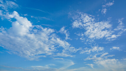 Wall Mural - puffy clouds and blue sky suitable for background use or sky substitution