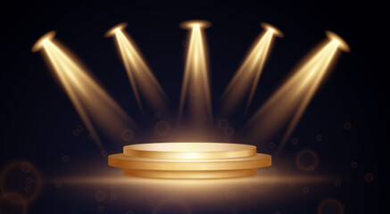 Poster - Gold podium on black background